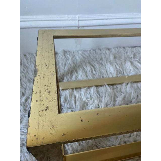 Metal Mid 20th Century Art Deco-Style Brass Pedestal With Smoked Glass Top For Sale - Image 7 of 11