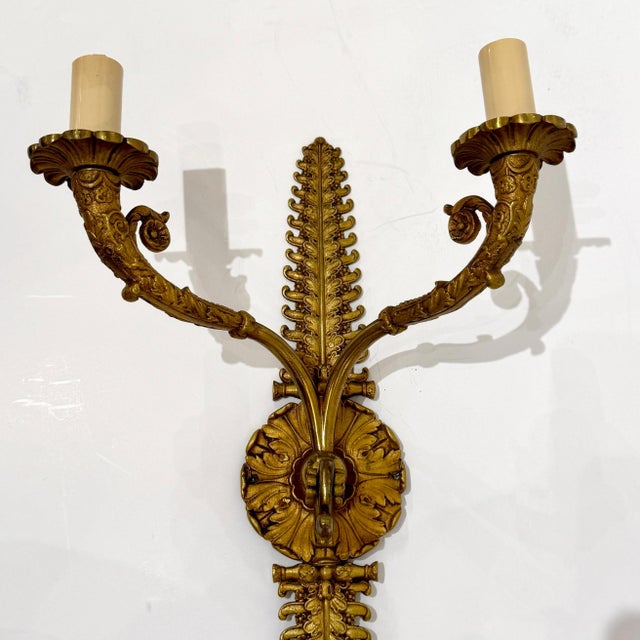 Mid-20 Century Bronze Two-Light Wall Sconce Belgium For Sale In New York - Image 6 of 6