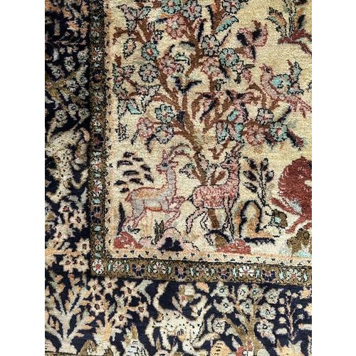 Vintage Garden Design Silk Qom Rug, 1960s For Sale - Image 9 of 18