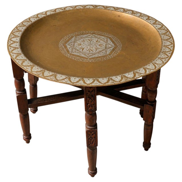Antique Hand-Crafted Brass and Hardwood Occasional Tea Table, 1890s, Set of 2 For Sale - Image 11 of 11