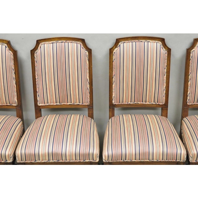 Vintage French Country Provincial Style Carved Walnut Dining Side Chair Set of 4 For Sale - Image 4 of 15