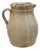 Antique Primitive Stoneware Salt Glazed 8" Bulbous Water Pitcher With Handle For Sale