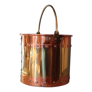 Copper and Brass Studded Kindling Bucket