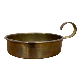 Vintage Brass Candle Pillar Planter Jardinière With Handle For Sale