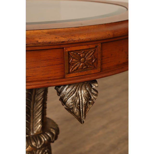2000 - 2009 Hollywood Regency Style Round Glass Top Accent Table For Sale - Image 5 of 18