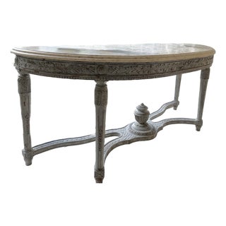 19th French Louis XVI Style Carved Console Table With Limestone Top For Sale