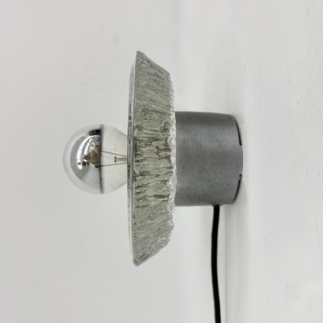 Metal Ice Glass Wall Light or Flush Mount from Peill & Putzler, 1970s For Sale - Image 7 of 18