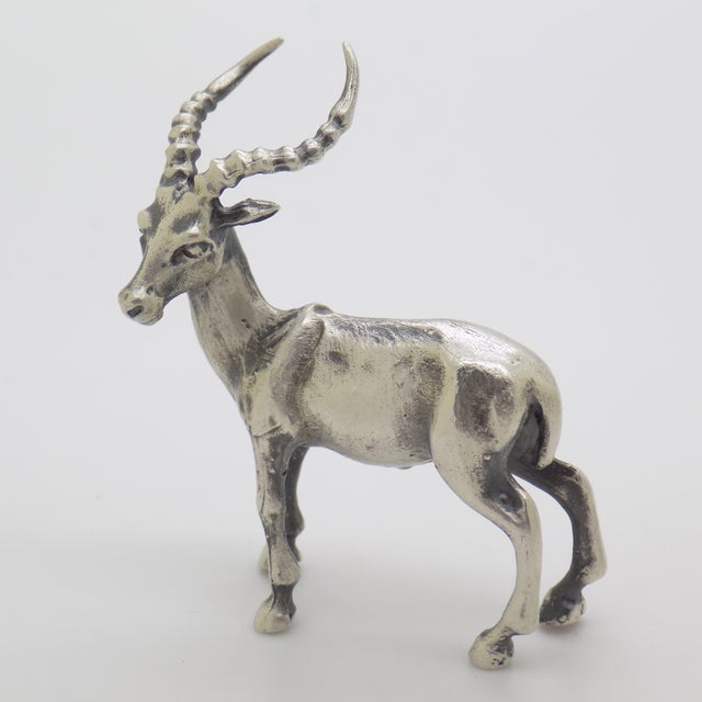 Italian Vintage Italian Handmade Genuine Silver Ibex Animal Figurine Sculpture Miniature For Sale - Image 3 of 10