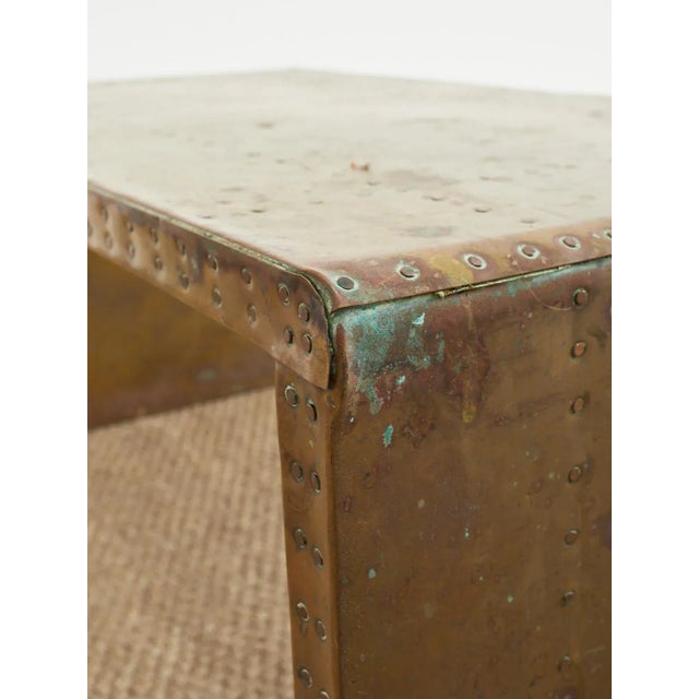 Wood Midcentury Sarreid Patinated Brass Waterfall Cocktail Table For Sale - Image 7 of 13