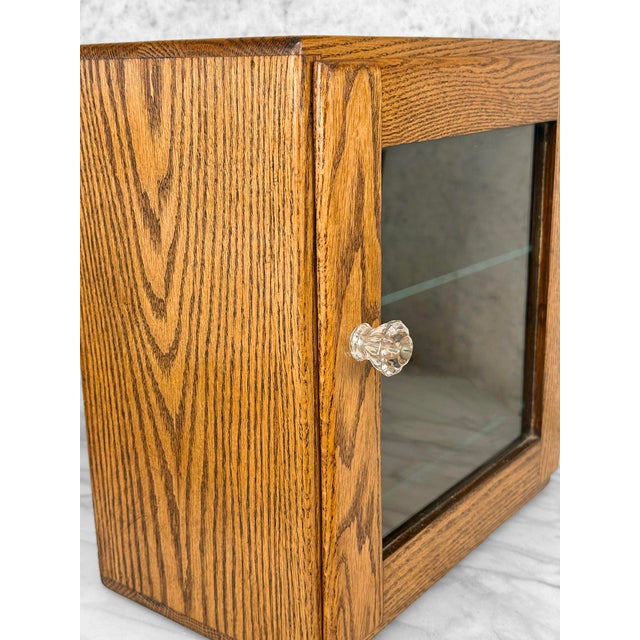 Wood Antique Traditional Oak Doctor’s Apothecary Glass Front Cabinet For Sale - Image 7 of 12