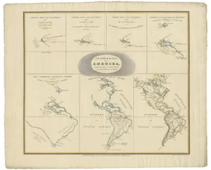 Antique Map of the Development of the Mapping of the Americas, 1841
