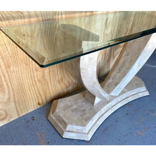 Modern Late 20th Century Modern Tessellated Stone Console Table & Mirror Robert Marcius /Maitland Smith For Sale - Image 3 of 10