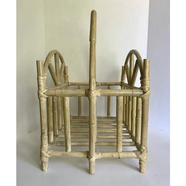 Vintage Asian Chinoiserie Bamboo Magazine Rack For Sale - Image 4 of 6