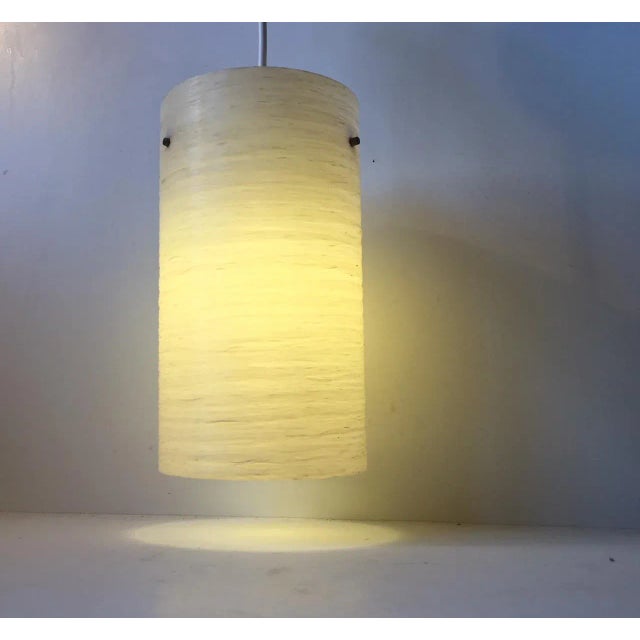 Light Yellow Mid-Century Fiberglass Pendant Lamp, 1950s For Sale - Image 8 of 9