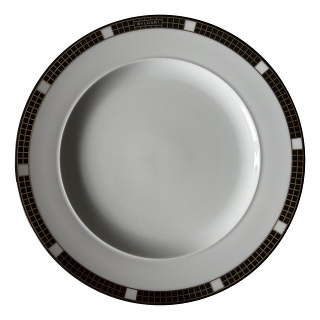 Quadri Black Dinner Plate by Bulgari for Rosenthal, 1990s For Sale
