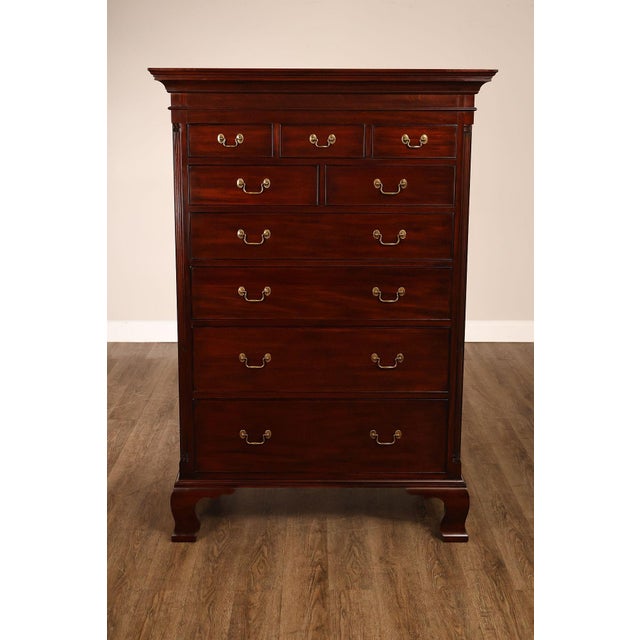 Henkel Harris Chippendale Style Mahogany Tall Chest For Sale - Image 12 of 17