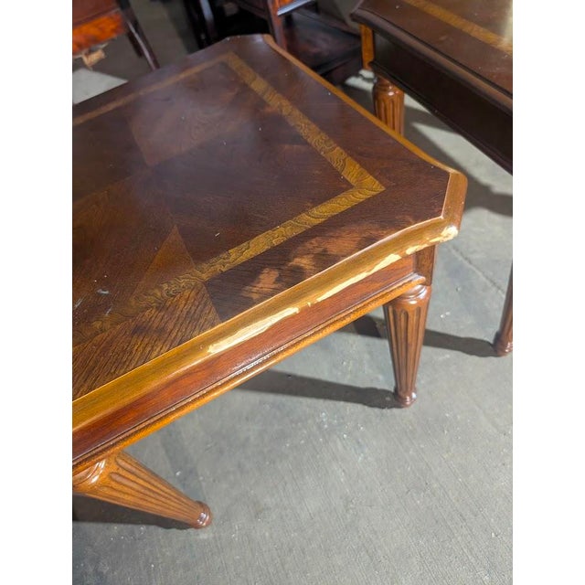 Mid 20th Century Matching Parquetry Inlaid 3-Piece Occasional Table Set For Sale In Washington DC - Image 6 of 11