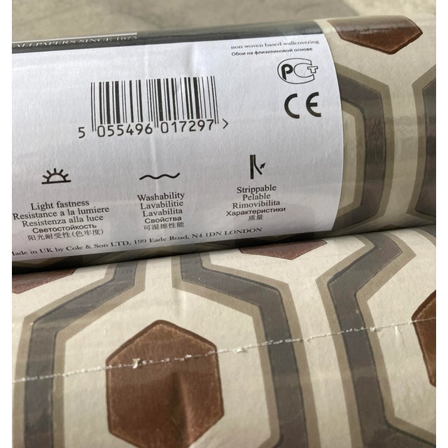 5 Rolls of Cole & Son Hicks’ Hexagon Wallpaper - Geometric Taupe, Gray & Bronze Pattern 95/3017 For Sale - Image 12 of 12