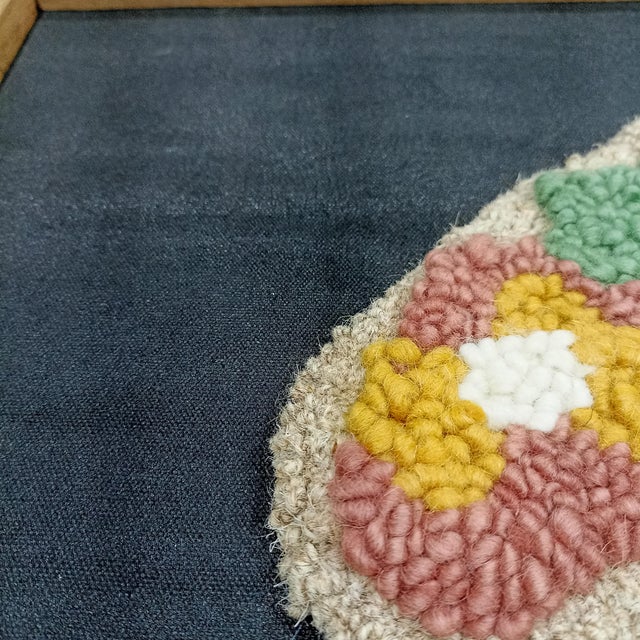 Hand-Tufted Floral Textile Wall Art in Natural Wood Frame / Size 26" X 38" For Sale - Image 12 of 14