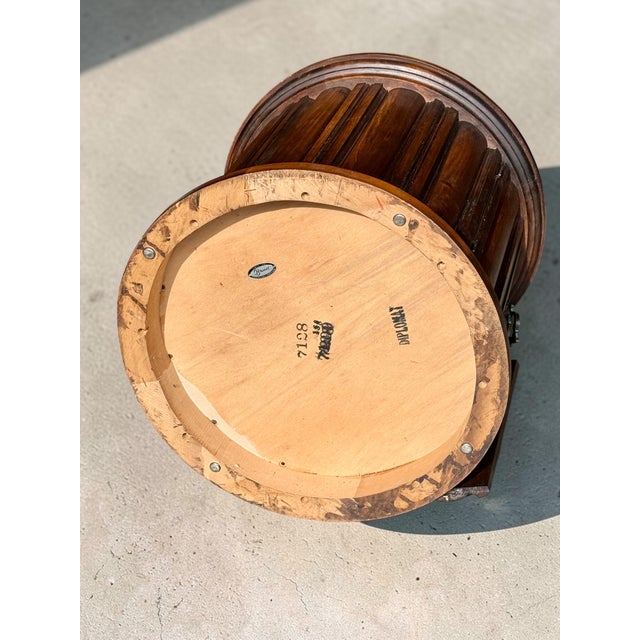 Vintage Brandt Diplomat Drum Table Mahogany Round End Table-Storage-Side-Accent For Sale - Image 10 of 12