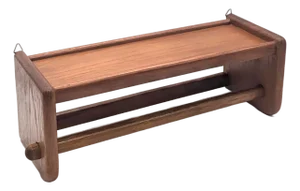 1970's Teak Wood Wall Mounted Shelf and Towel Rack