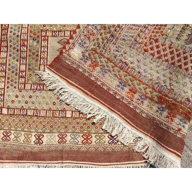 1960s Rustic Embroidered Kilim Rug - 67" X 96" For Sale - Image 10 of 11