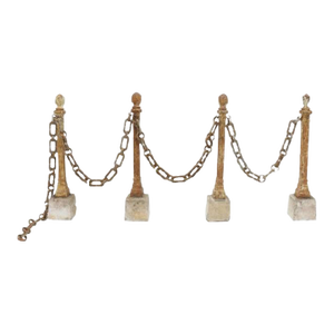 Late 19th Century French Neoclassical Cast Iron Stanchions - (Set of 4 With Chain)