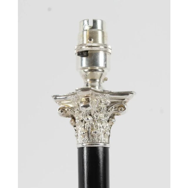 Antique Victorian Corinthian Column Silver Plated Table Lamp, 1800s For Sale - Image 4 of 14