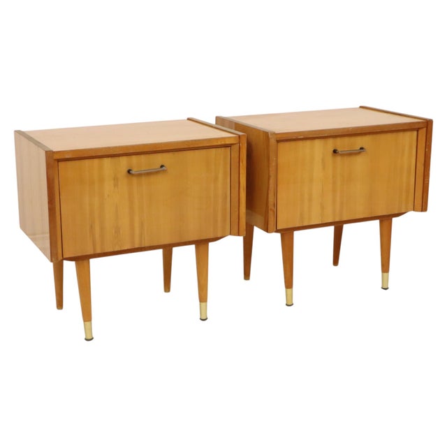 Vintage Rockabilly Nightstands in Light Wood, 1970s, Set of 2 For Sale - Image 4 of 18