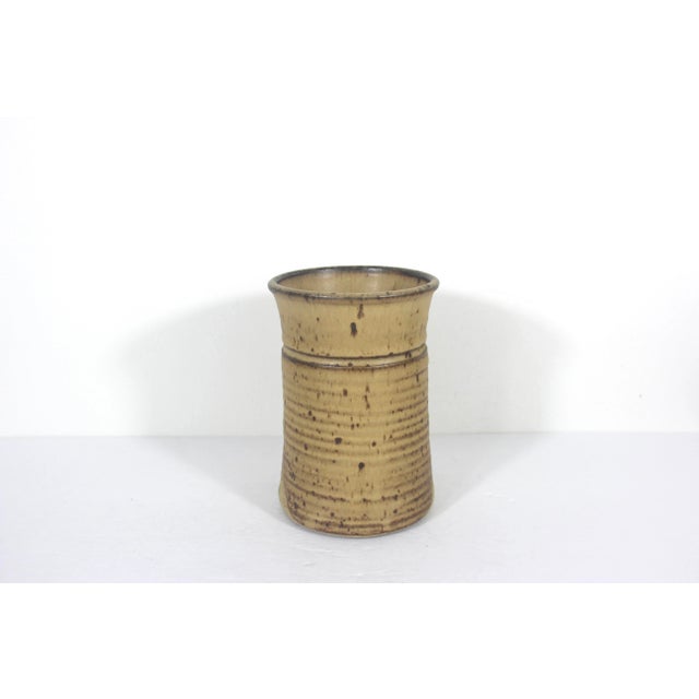 Vintage Studio Pottery “Spoons” Holder Kitchen Stoneware Container For Sale - Image 4 of 7