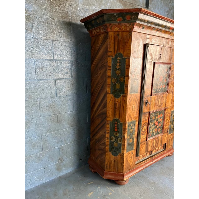 Late 18th Century 1783 Austrian Pine Armoire With Hand Painted Faux Bois For Sale - Image 5 of 17
