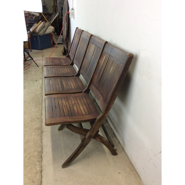 Antique Set of Four Folding Theater Seats For Sale In Philadelphia - Image 6 of 12