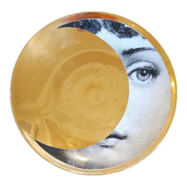 Fornasetti Gold Tema E Variazioni Wall Plate No. 39, Lina Cavalieri as the Moon For Sale