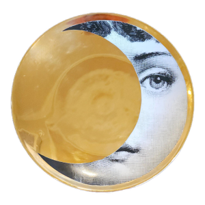 Fornasetti Porcelain Surreal Gold Themes & Variation Plate, Pattern # 39