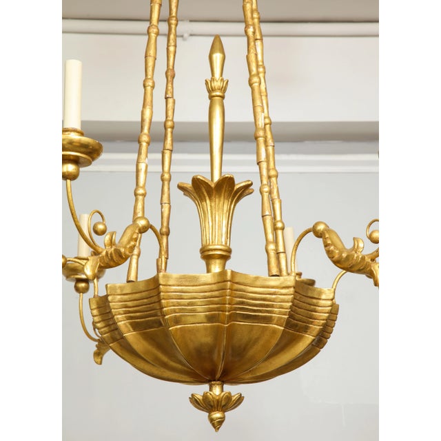 Bespoke Giltwood Hand-Carved Chandelier in the Neoclassic Manner For Sale - Image 10 of 11