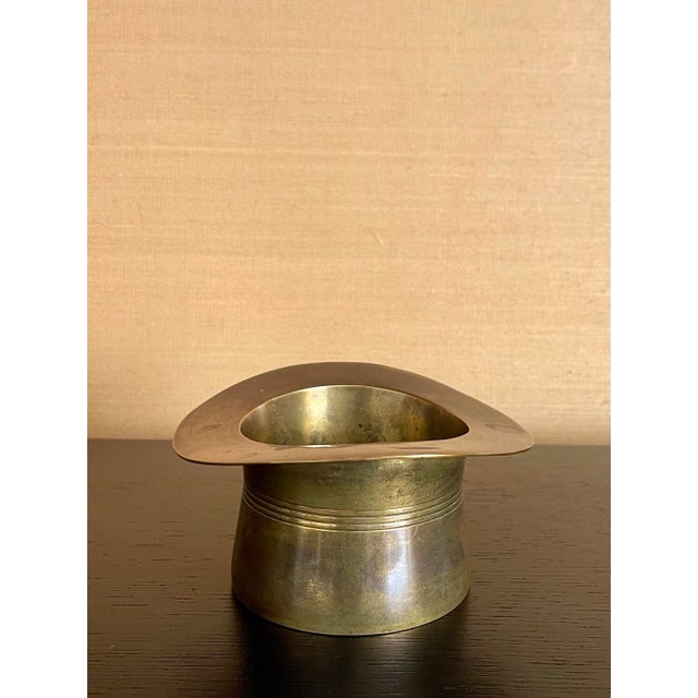 Mid 20th Century Mid-Century Modern Sculptural Brass Top Hat Wine Champagne Coaster For Sale - Image 4 of 6