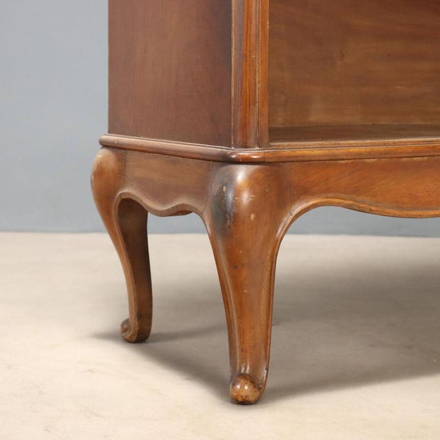 Wood 20th Century Open Walnut Bookcase with Balustrade, Italy For Sale - Image 7 of 10