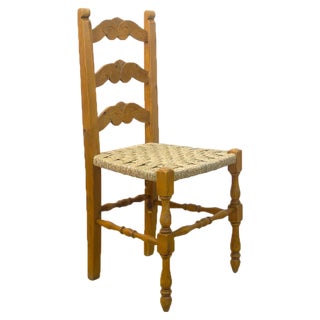 Rustic Chair with Woven Seat, Spain, 1950s For Sale