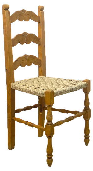 Rustic Chair with Woven Seat, Spain, 1950s