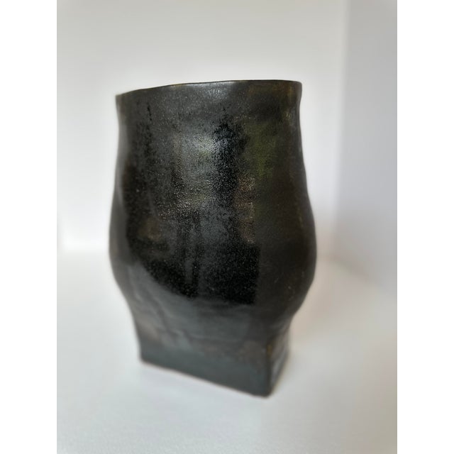 Black Large Mid 20th Century Hand Crafted Pottery Vessel For Sale - Image 8 of 9