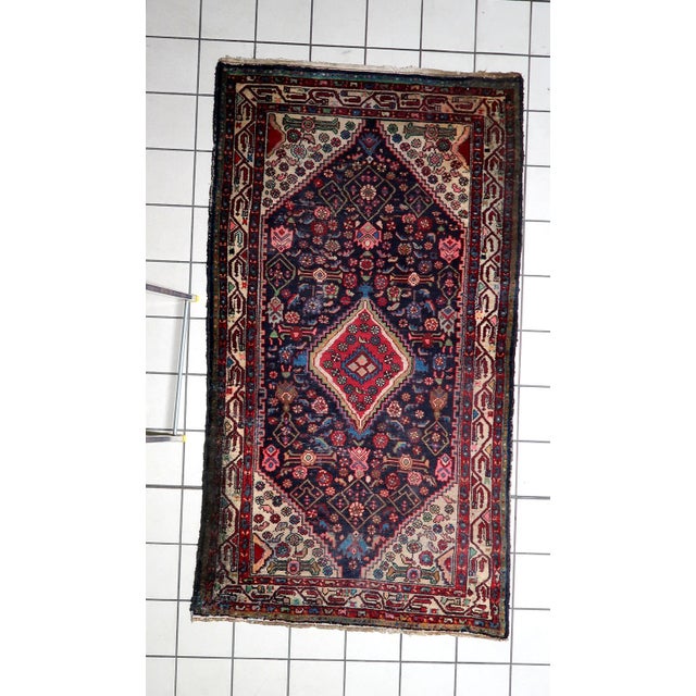 Antique Persian Hamadan Handmade Rug 3.8' X 6.7' 1920s For Sale - Image 12 of 13