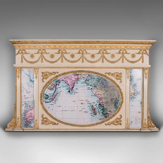 This is an antique overmantle mirror. An Italian, triptych fireplace mirror, dating to the late Victorian period, circa...