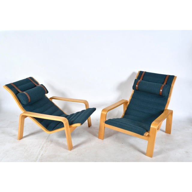 Wood Mid-Century Modern Pulkka Lounge Chairs by Ilmari Lappalainen for Asko, Finland, 1960s, Set of 2 For Sale - Image 7 of 18