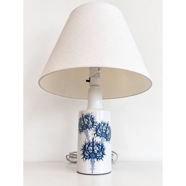Vintage Porcelain Table Lamp with Blue Thistle Motif from Royal Copenhagen, Denmark, 1960s For Sale - Image 3 of 4