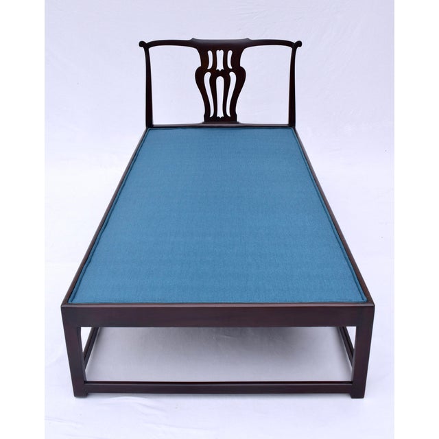 Wood Chippendale Mahogany Daybed With Custom Upholstery, 20th Century For Sale - Image 7 of 14