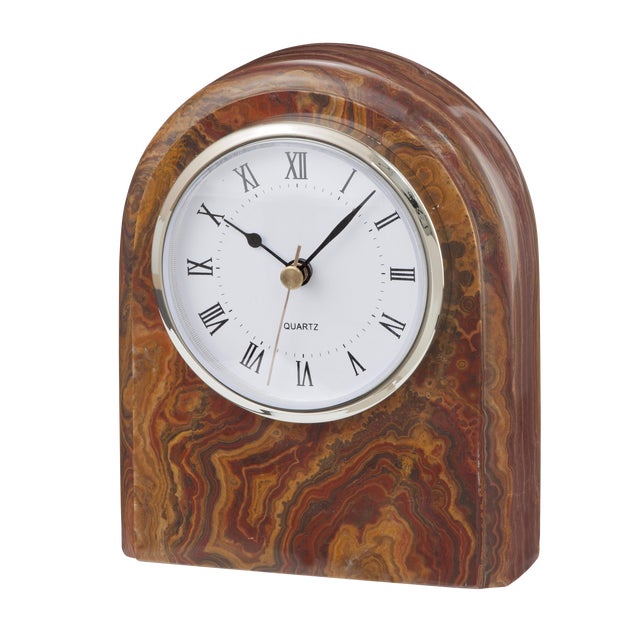 Brown Onyx Desk Clock For Sale
