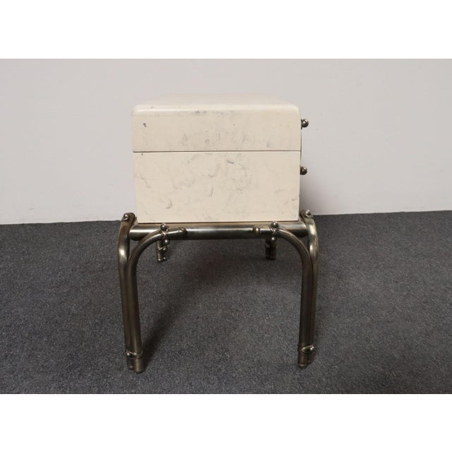 1970s Vintage Karl Springer-Style Parchment Wrapped Trunk / Box on Nickel Plated Base For Sale - Image 5 of 18
