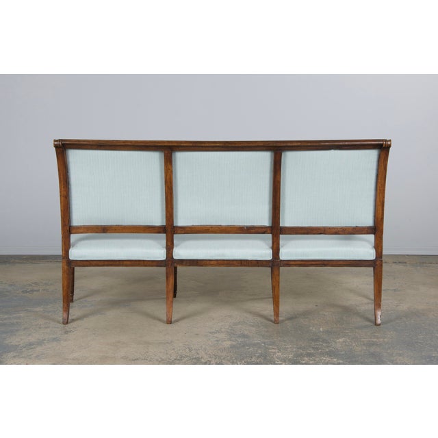 Early 19th Century French Directoire Walnut Settee in Seaglass For Sale - Image 12 of 12