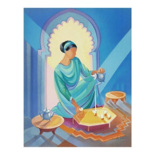 1990 Janick Lederle Oriental Tea Ceremony Lithograph For Sale