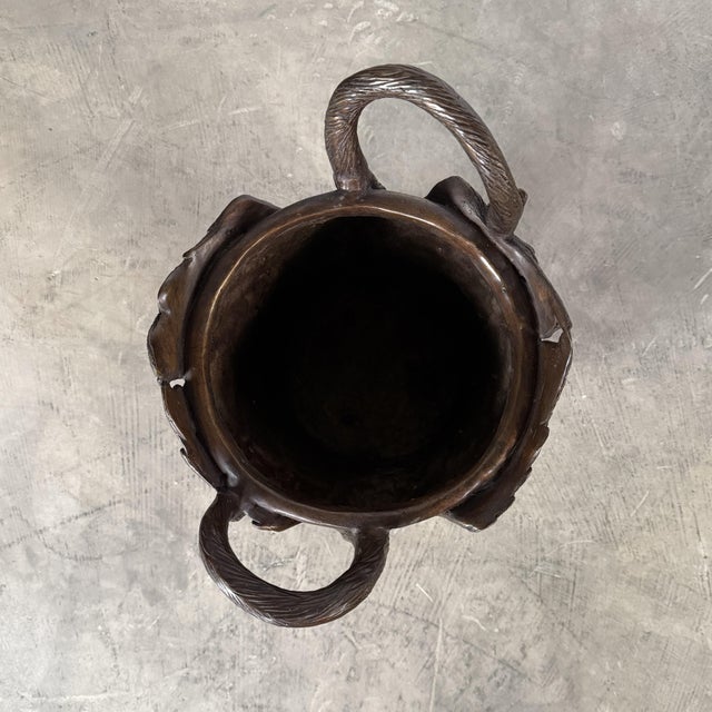 Bronze Crane Cachepot / Wine Cooler – Sculptural Bird Ice Bucket or Planter - 16 in H For Sale In Dallas - Image 6 of 7